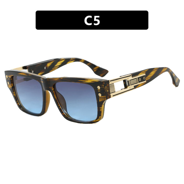 Women’s trendy square sunglasses with elegant gold decorative structure Stornfield