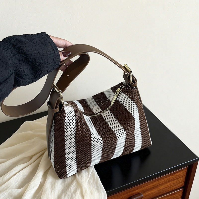 Textured Stripe Shoulder Bag