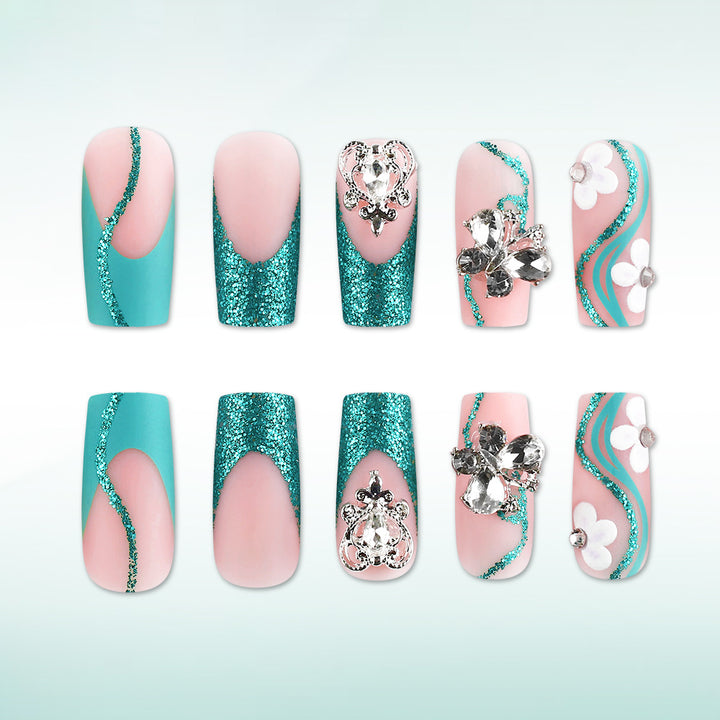 Luxury Crystal-Embellished Press-On Nails Stornfield