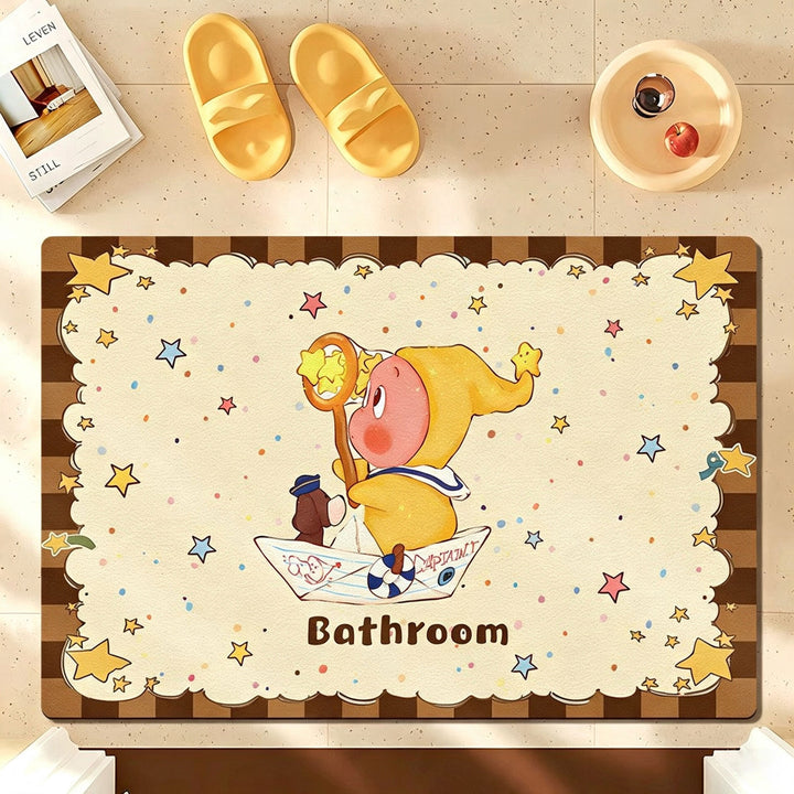 Playful Cartoon-Themed Bath Mat