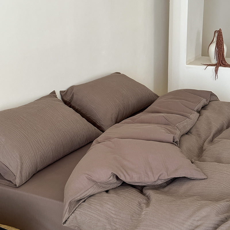 Premium cotton bedding set with fine pleated structure and hidden zipper