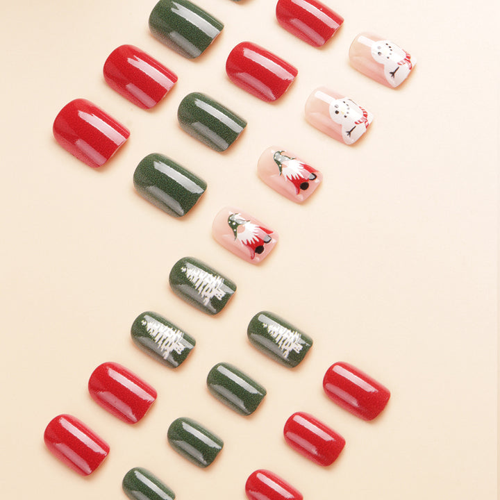 Festive Winter-Themed Press-On Nail Art Stornfield