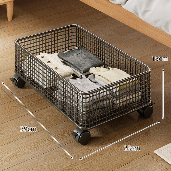 Low-Profile Underbed Metal Mesh Storage Basket