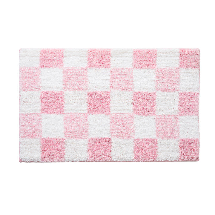 Plush Checkerboard Bath Mat