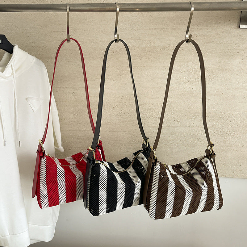 Textured Stripe Shoulder Bag