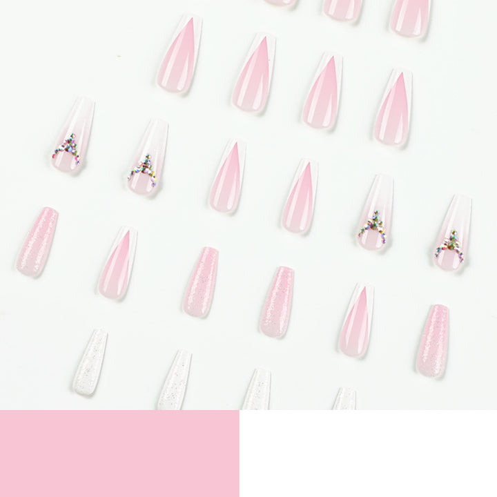 Artful Nail Extensions with Glitter and Rhinestone Accents Stornfield