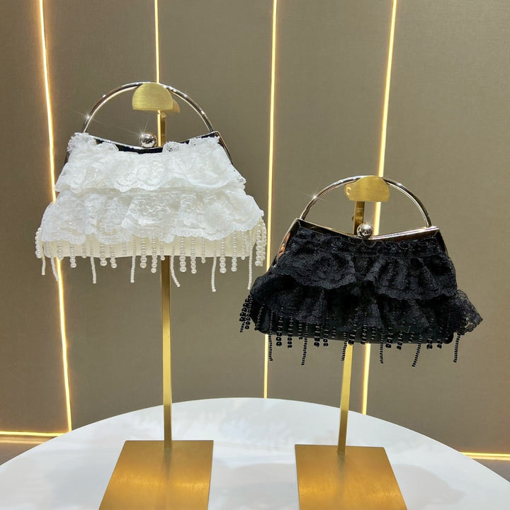 Ruffled Lace Evening Clutch