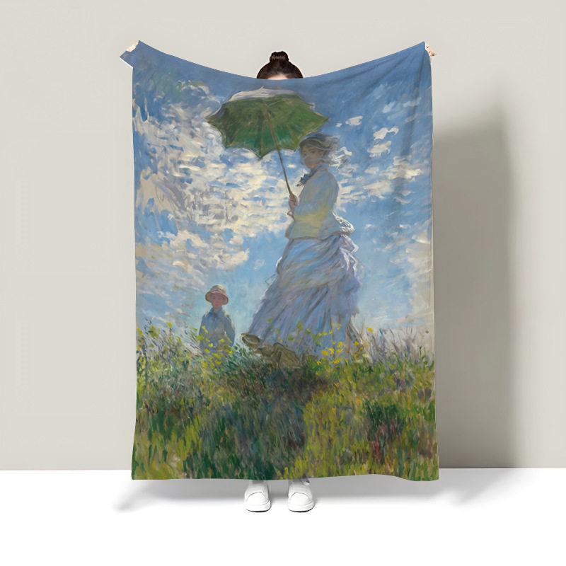 Artistic Floral Print Throw Blanket