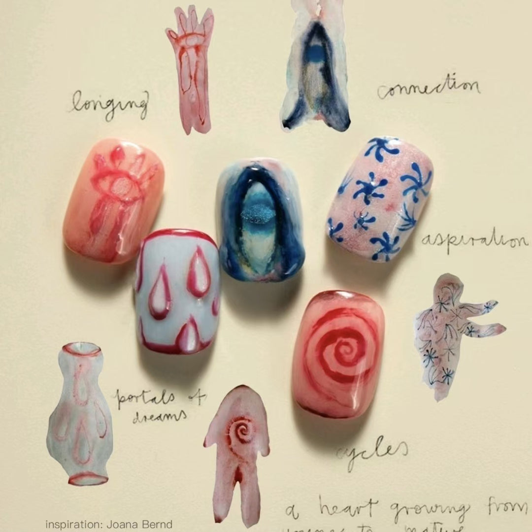 Artistic Press-On Nail Set with Inspirational Designs Stornfield