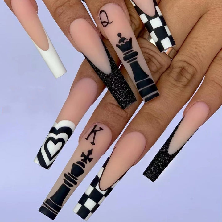 Art Nail Set with Creative Chess Designs Stornfield