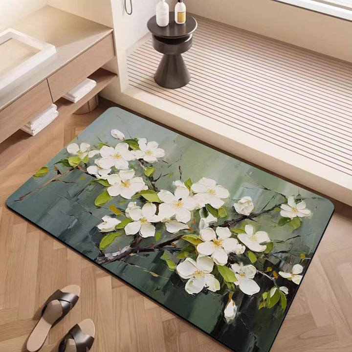 Luxury Textured Floral Bath Mat Stornfield