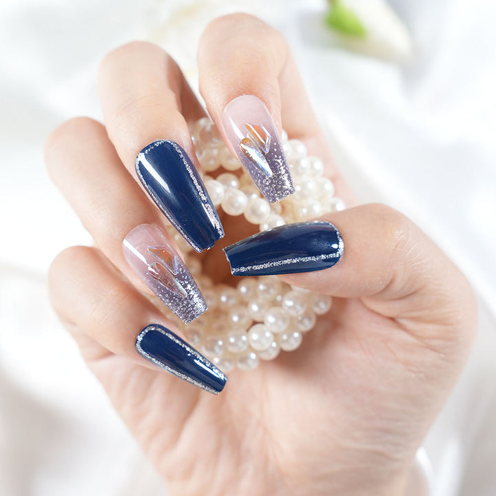 Artistic Long Coffin Press-On Nail Set Stornfield