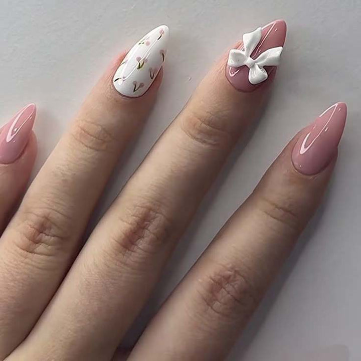 Floral Embellished Press-On Nails