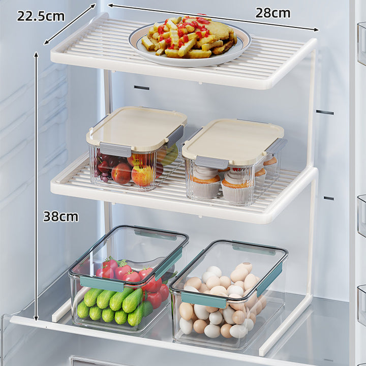 Two-Tier Adjustable Refrigerator Shelf Riser and Fridge Organizer