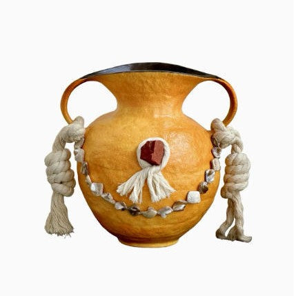 Decorative Ceramic Vase with Rope Handle