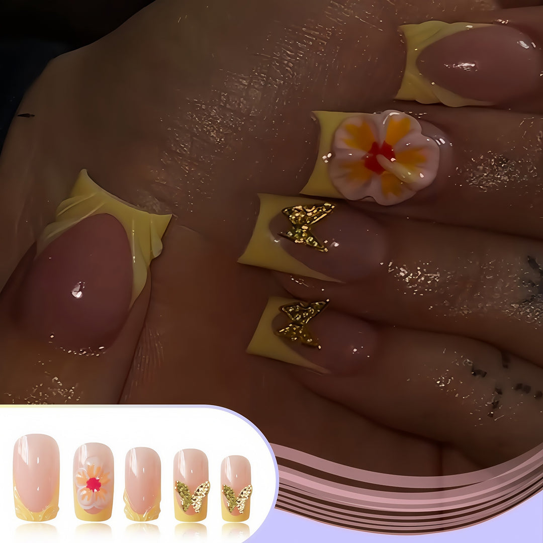 Artistic Floral Press-On Nail Design Stornfield