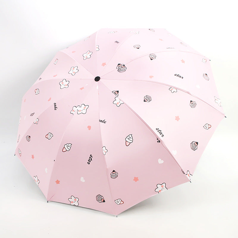 Women's Folding Umbrella with Playful Dessert Motif Stornfield