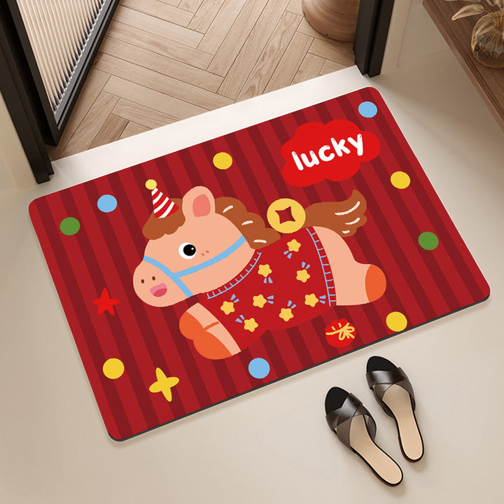 Playful Horse-Themed Memory Foam Bath Mat Stornfield