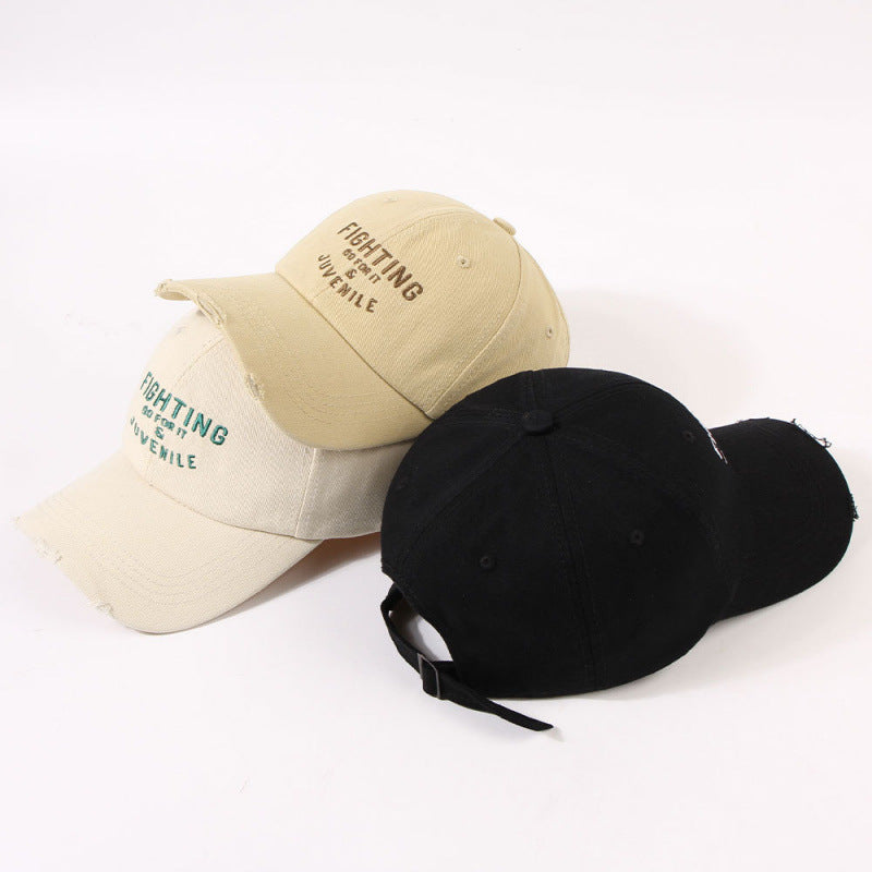 Women's Distressed Cotton Cap with Motivational Embroidery Stornfield