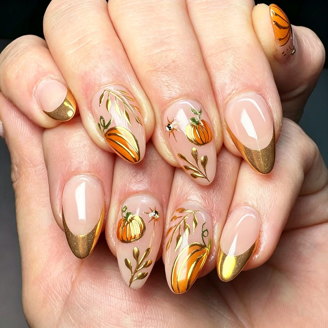 Autumn-Inspired Press-On Nail Art Set Stornfield