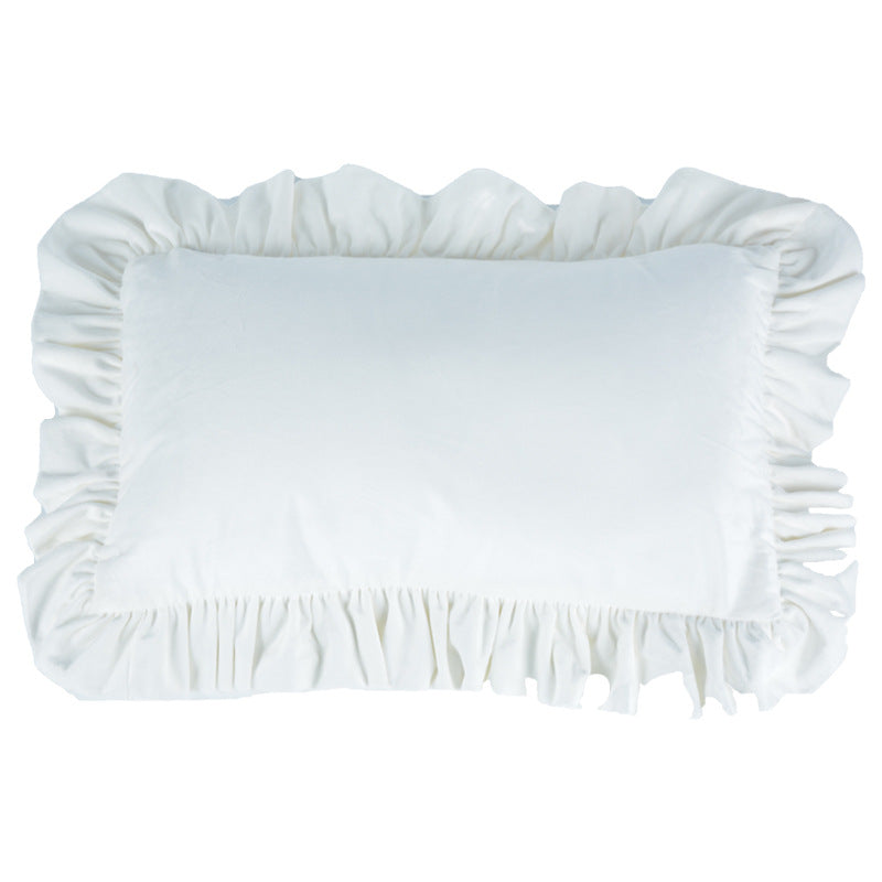 Plush Velvet Ruffled Rectangular Pillow Sham with Hidden Zipper