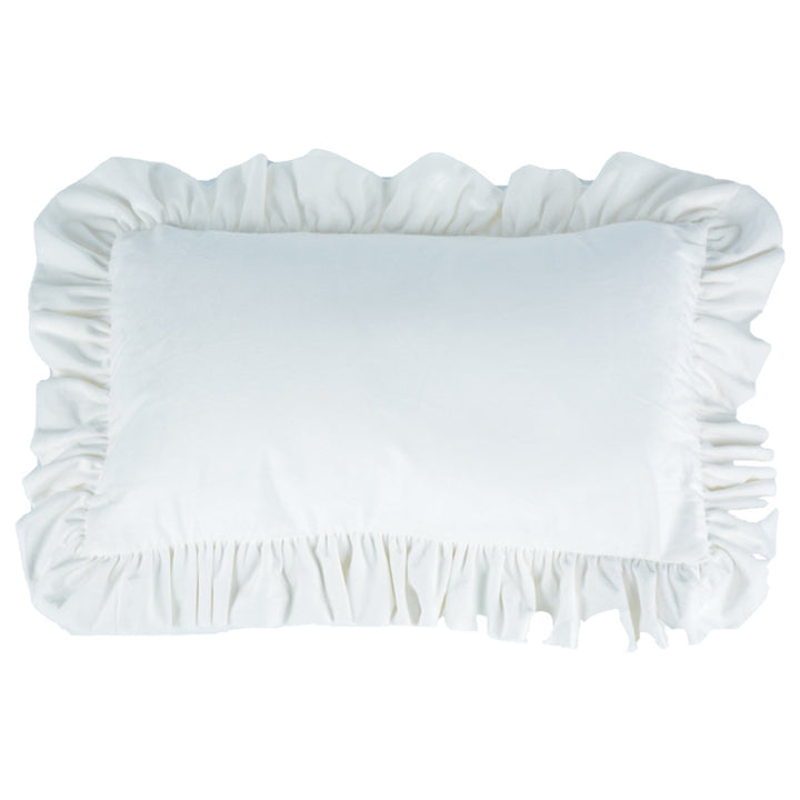 Plush Velvet Ruffled Rectangular Pillow Sham with Hidden Zipper