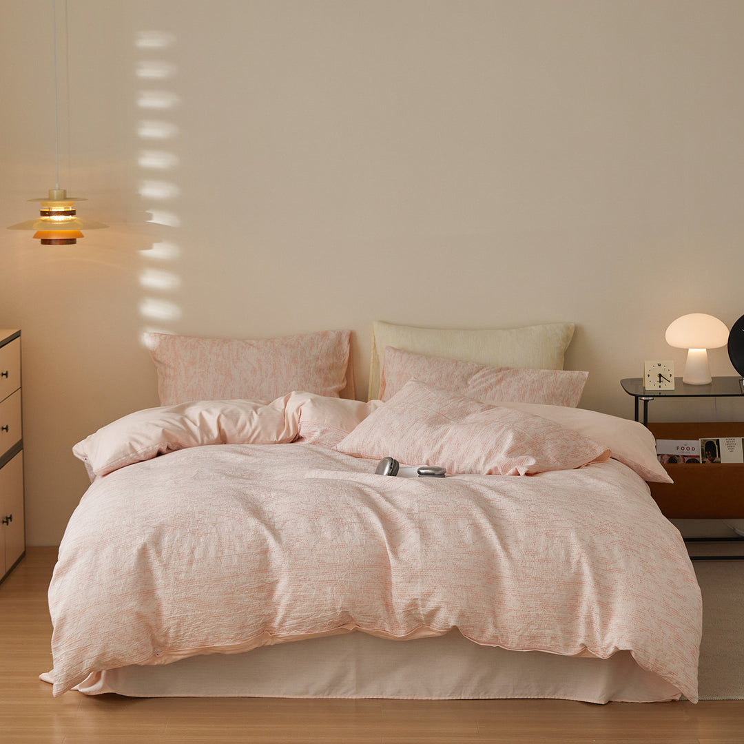 Washed Linen-Blend Breathable Duvet Cover and Pillowcase Set