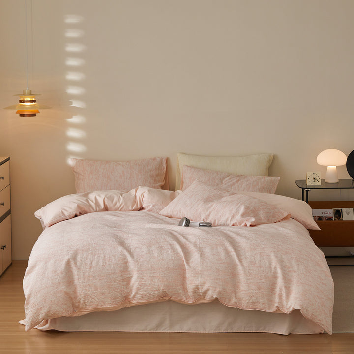 Washed Linen-Blend Breathable Duvet Cover and Pillowcase Set