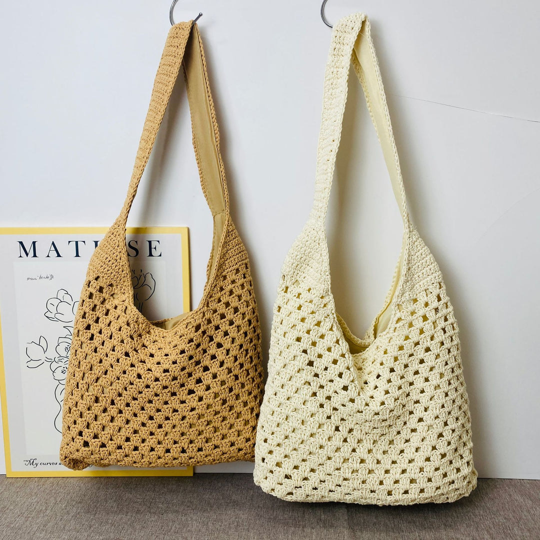 Hand-knotted shoulder bag in modern net design Stornfield