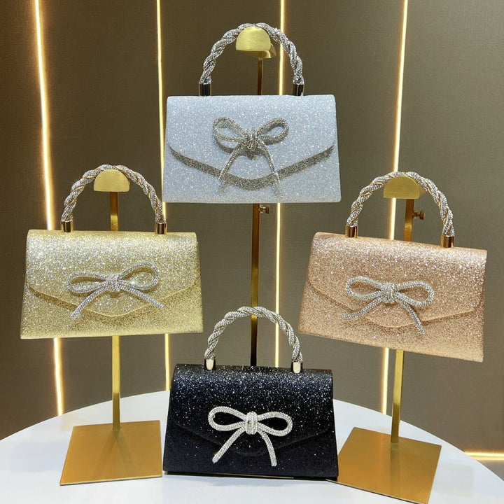 Sparkling Bow-Detail Evening Handbag
