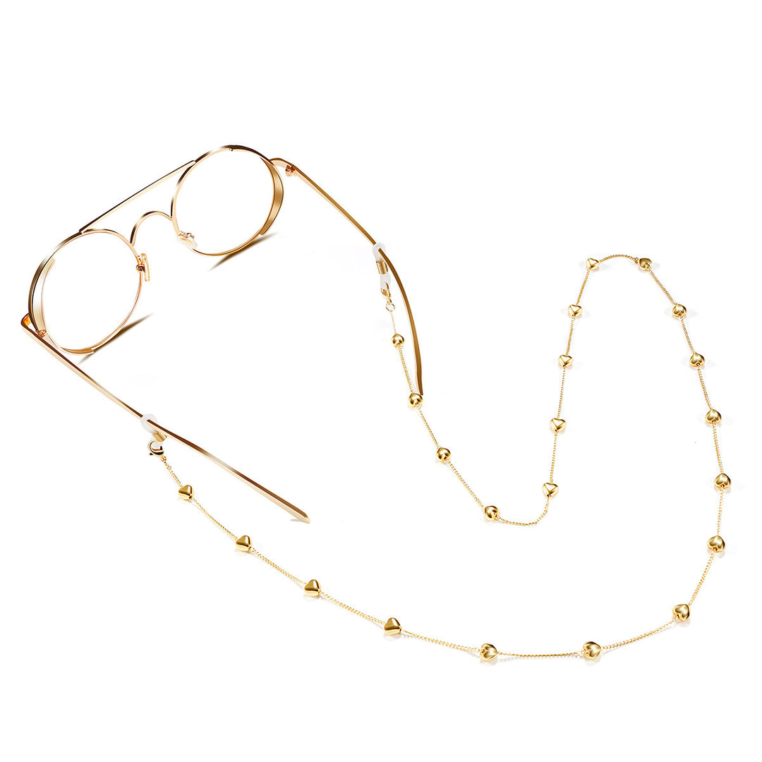 Fashionable glasses strap made of stainless steel with heart pendants Stornfield