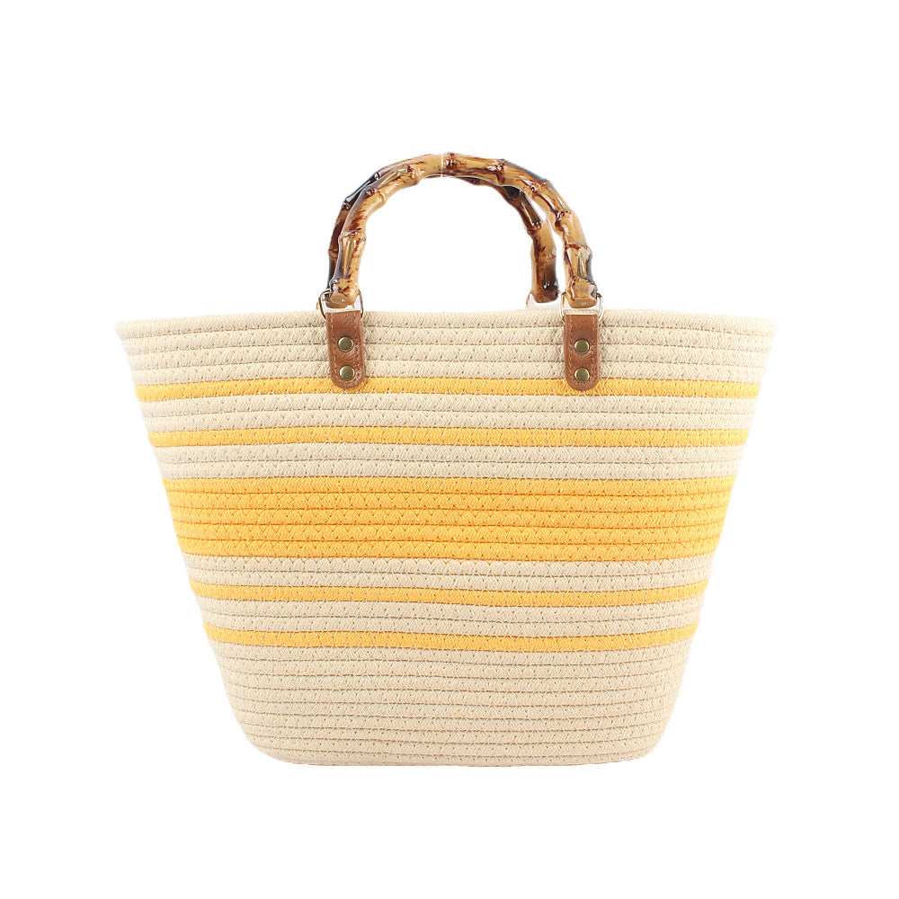 Stylish beach bag with bamboo handles Stornfield