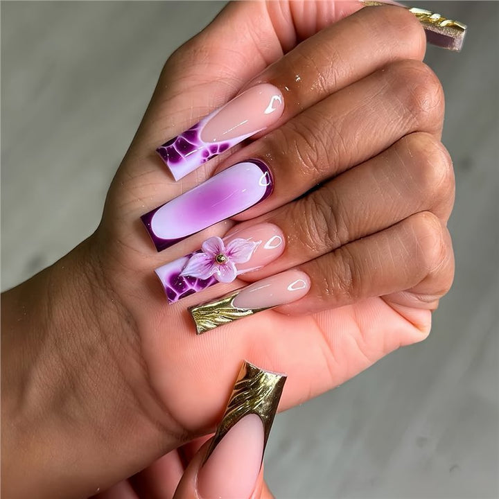 Floral Acrylic Nail Art Extensions Stornfield