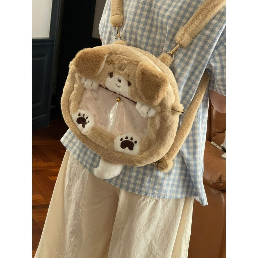 Plush Shoulder Bag with Dog Motif Stornfield