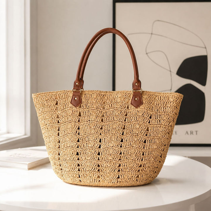 Beach chair bag with braided design and comfortable leather handles Stornfield
