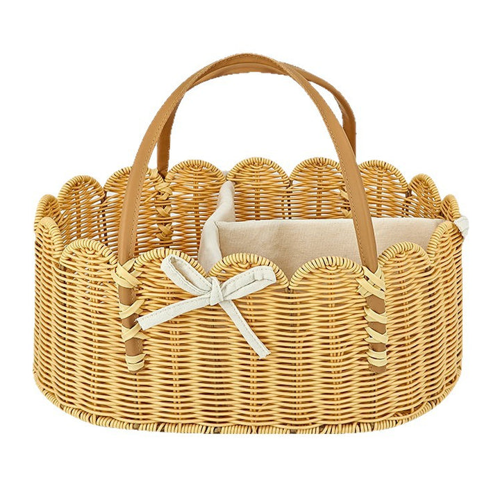 Charming storage basket with leather handles Stornfield
