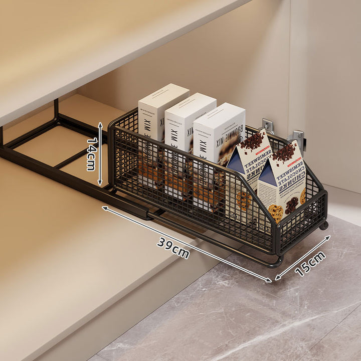 Slide-Out Mesh Pantry Drawer with Soft-Close Rails and Ventilated Sides