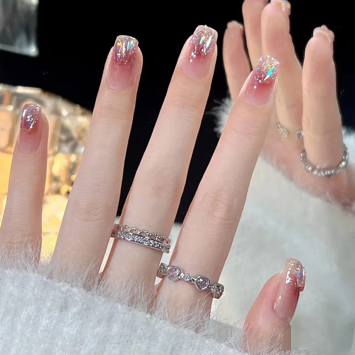 Decorative Press-On Nail Art with Elegant Black Tips Stornfield