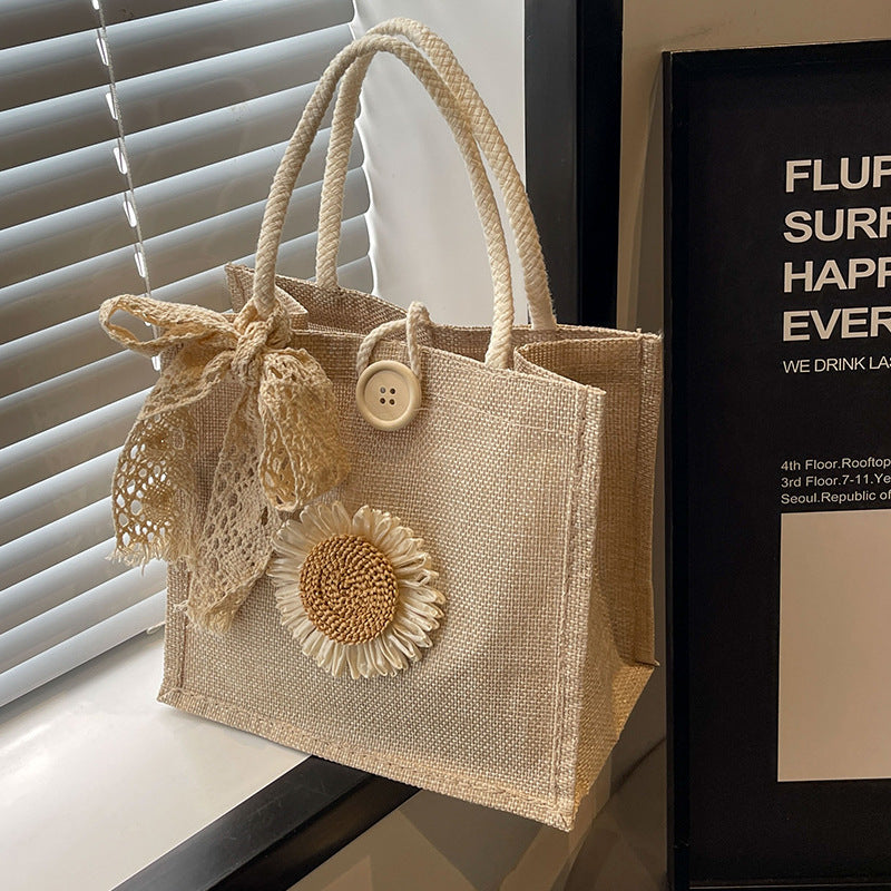 Elegant Floral Accent Handcrafted Tote