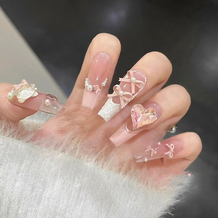 Artisan Floral Embellished Press-On Nail Set Stornfield