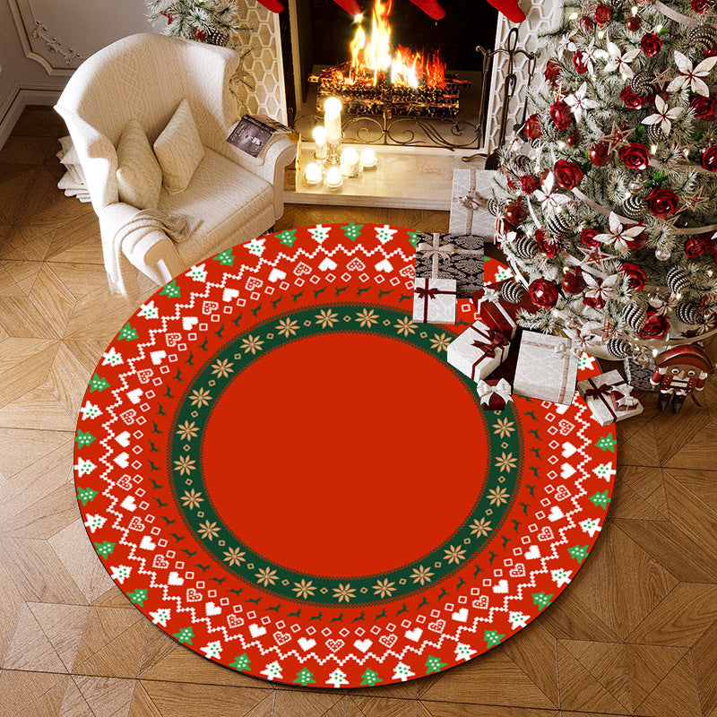 Christmas-Themed Round Area Rug