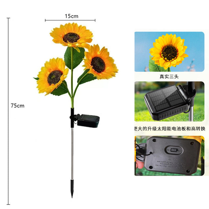 Solar-Powered Outdoor Garden Stake Lights With Realistic Sunflower Blooms And Waterproof Solar Controller Stornfield