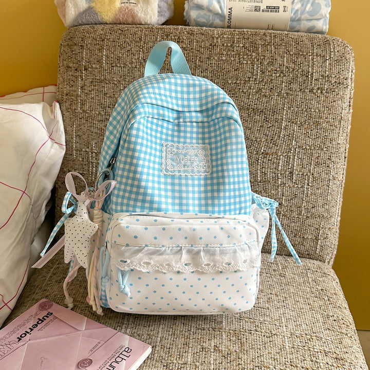Charming Gingham Print School Backpack Stornfield