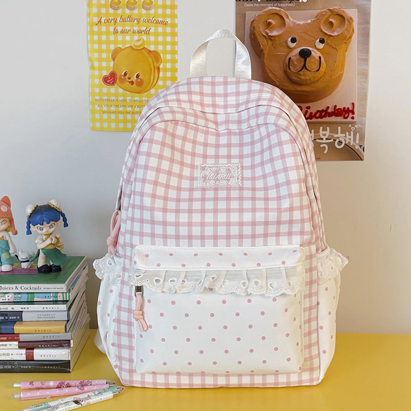 Stylish Gingham Print Casual Backpack Stornfield