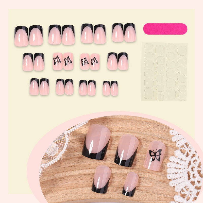 Decorative Press-On Nail Set with Elegant Bow Accents Stornfield