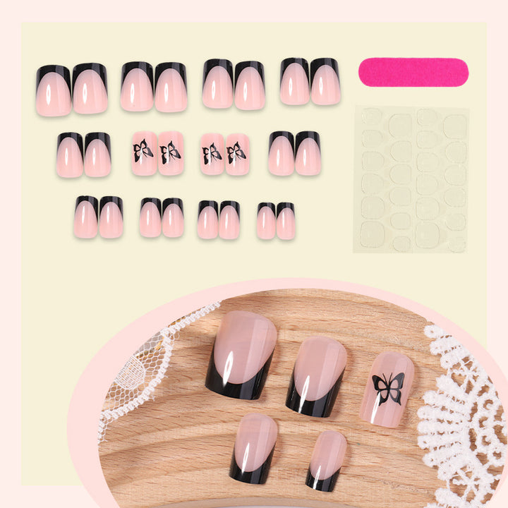 Decorative Press-On Nail Set with Elegant Bow Accents Stornfield