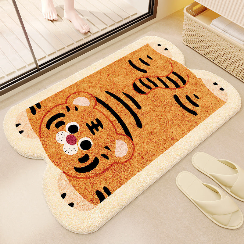 Cartoon Bear-Shaped Plush Bath Rug for Bathroom