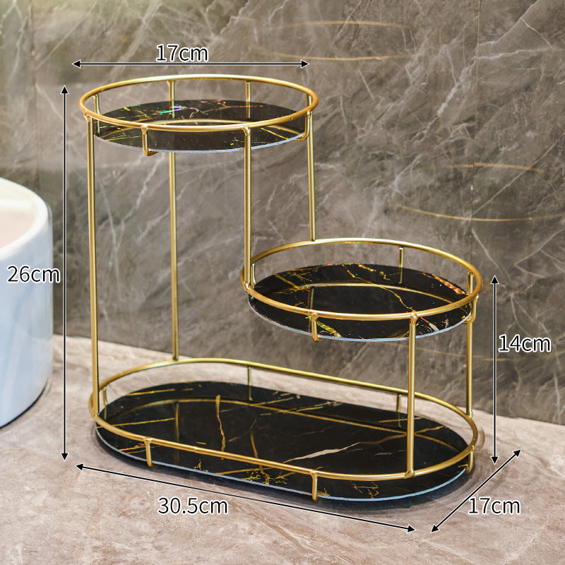 Elegant 2-tier storage basket made of marble Stornfield