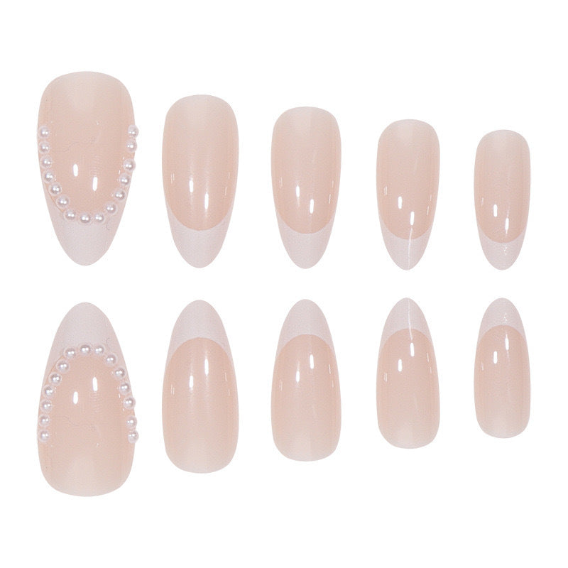 Artificial nail set with elegant tips and pearl decorations Stornfield