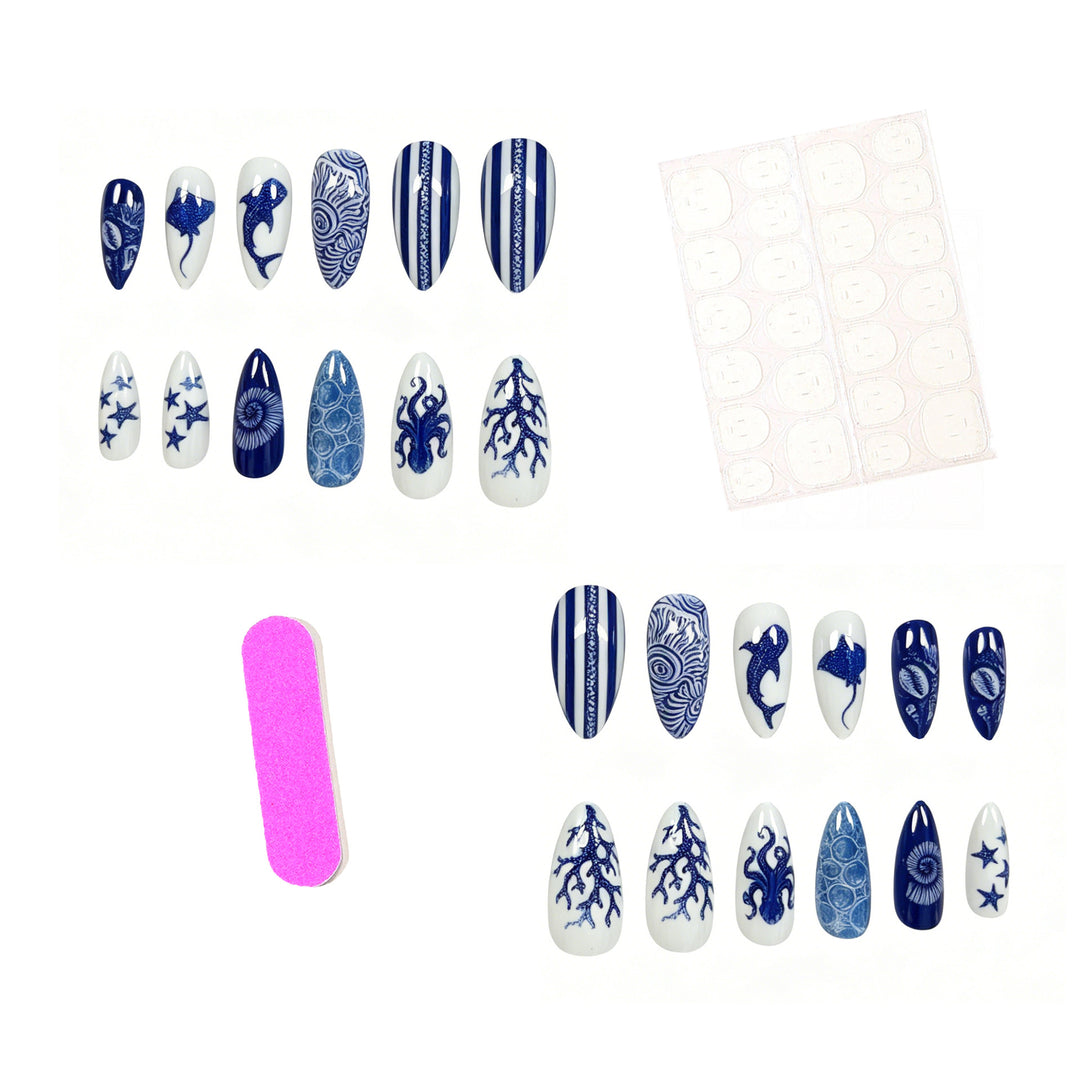 Artistic Ocean-Themed Nail Art Extensions Stornfield